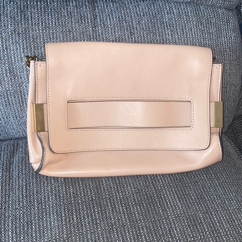 Chloé Elle clutch with chain (broken) in nude pink